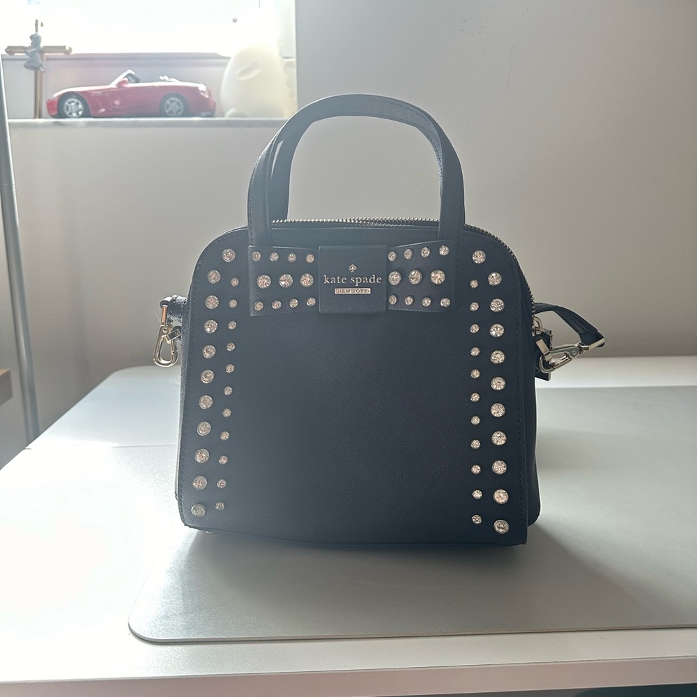 Kate Spare black stuffed bow purse